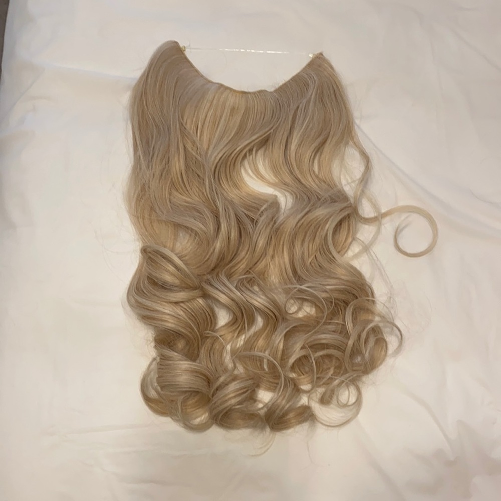Halo bleach blonde hair extensions off Amazon